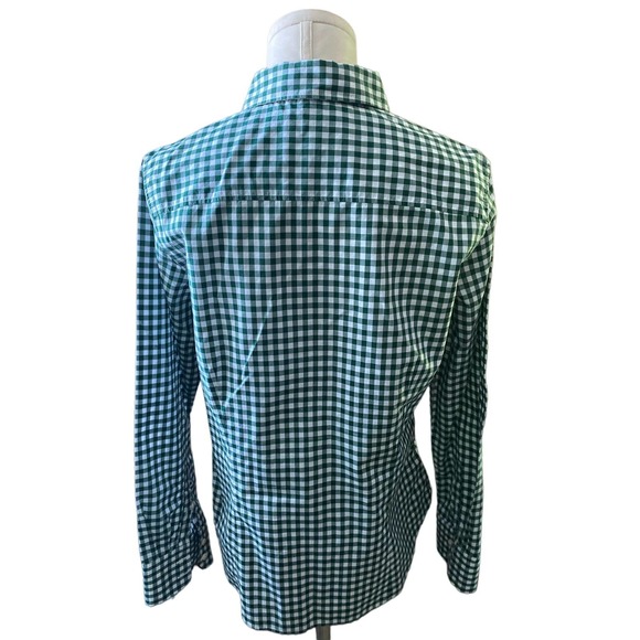 Peter Millar Button Up Top - Womens Size Large - Green Checkered Gingham - Picture 3 of 3